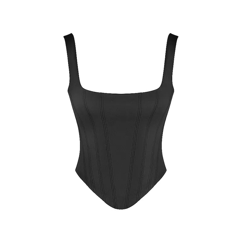 Corset Bandage Top Women Black Camisole Short Cropped Tank Tops 2023 Summer  Sexy Elegant Nightclub Evening